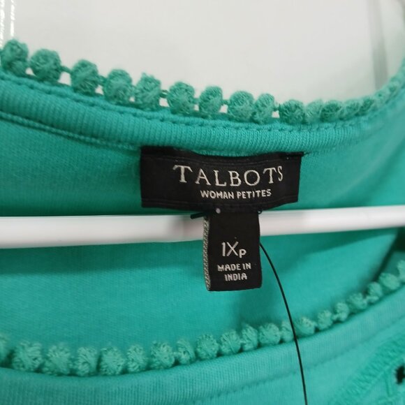 NWT Talbots Women Petites Teal Green 100% Cotton Sun Dress Plus Size 1X - Picture 4 of 7